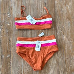 l*space Orange Stripe Bikini with White & Pink Bands